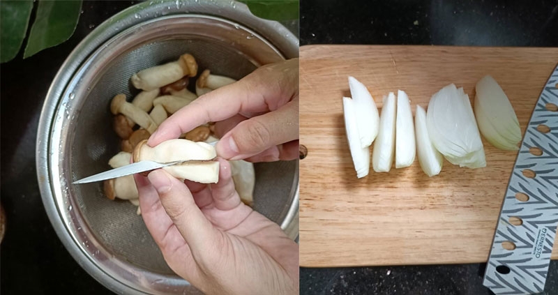 Nấm đùi gà xào hành tây hình 2