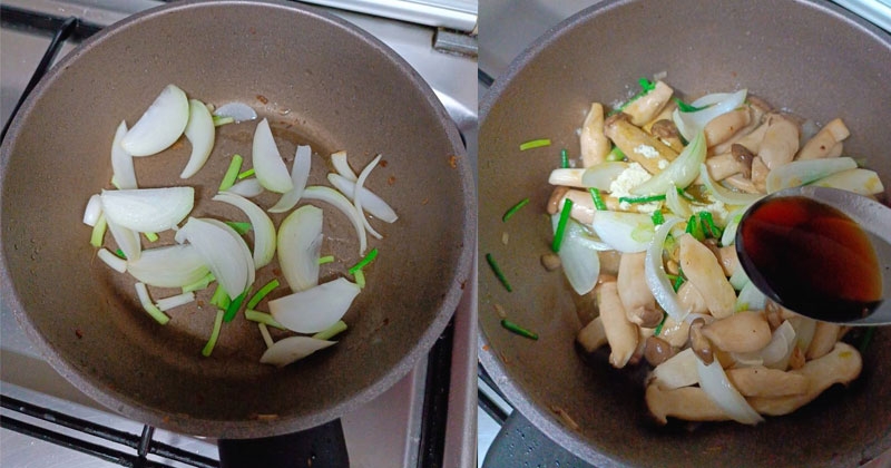 Nấm đùi gà xào hành tây hình 3