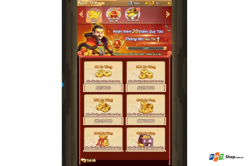 Cách nạp game Chủ Công Xung Xung Xung trên ngay trong game 1