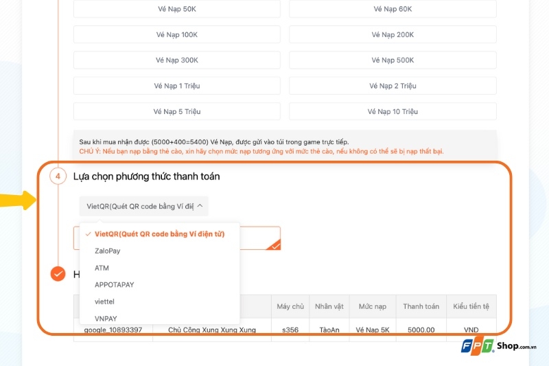 Cách nạp game Chủ Công Xung Xung Xung trên website 4