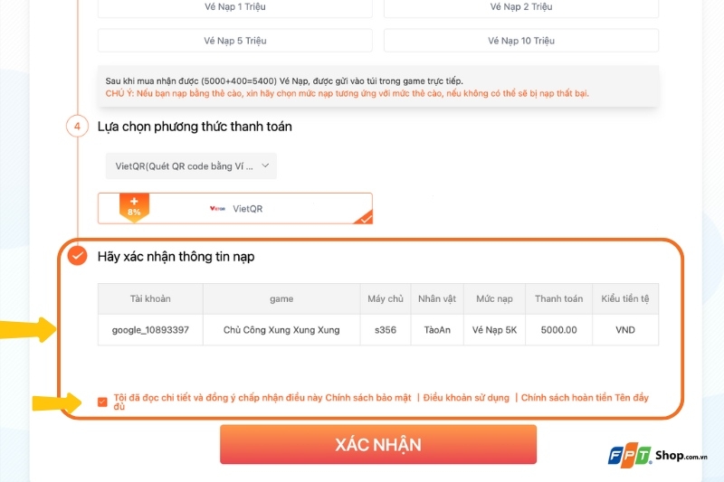 Cách nạp game Chủ Công Xung Xung Xung trên website 5