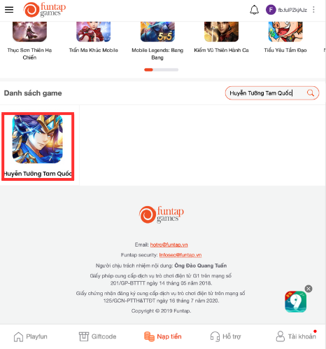 nạp thẻ huyễn tưởng tam quốc 5