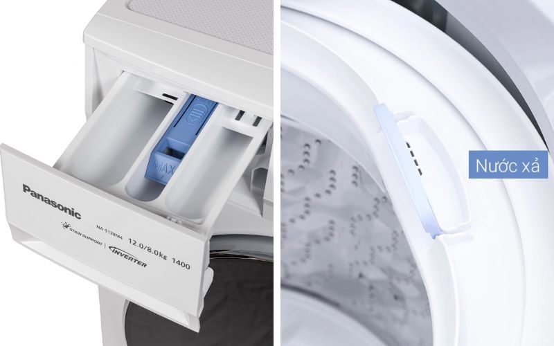 Cách xác định ngăn chứa nước xả của máy giặt Panasonic