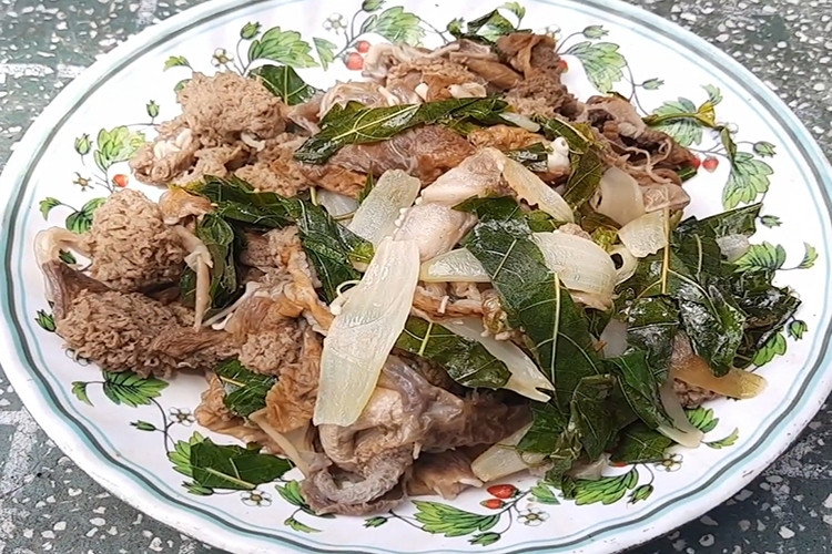 nhau thai bò xào hình 3