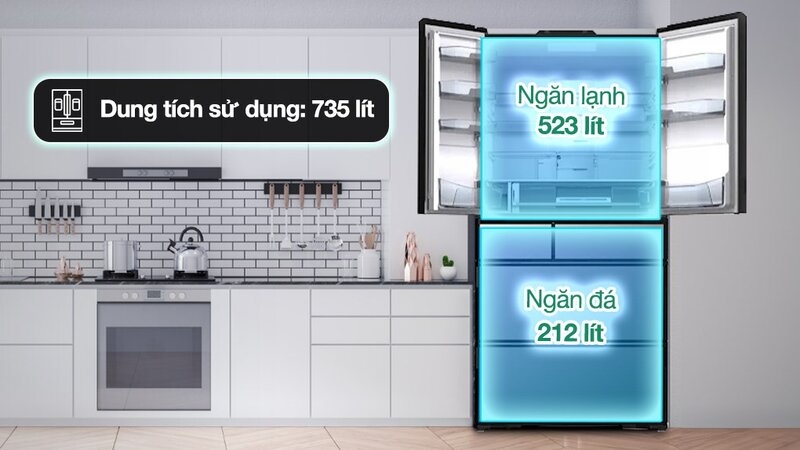 tu lanh hitachi 6 canh 735 lit