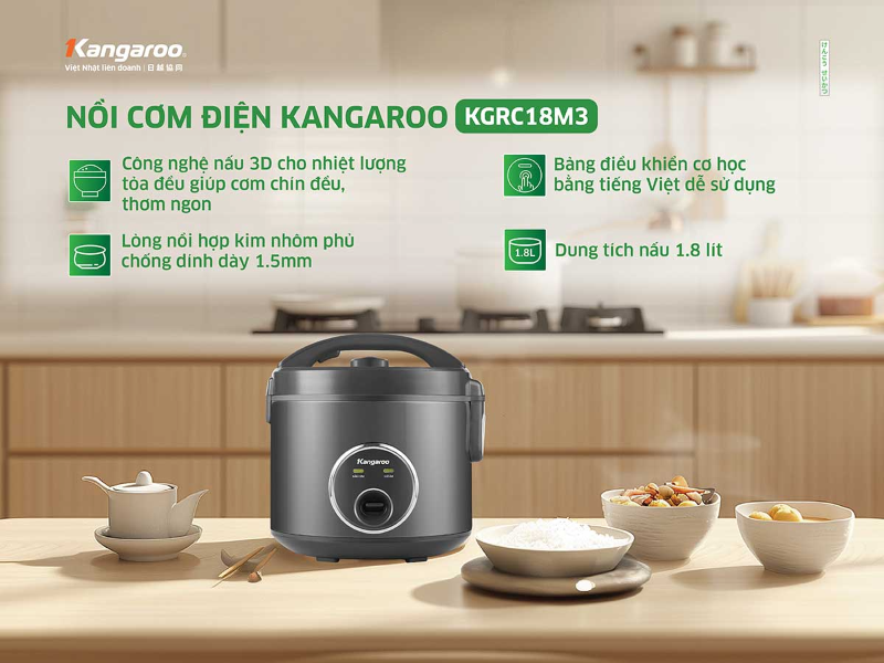 Nồi cơm điện Kangaroo 1.8 lít KGRC18M3 (hình 6)