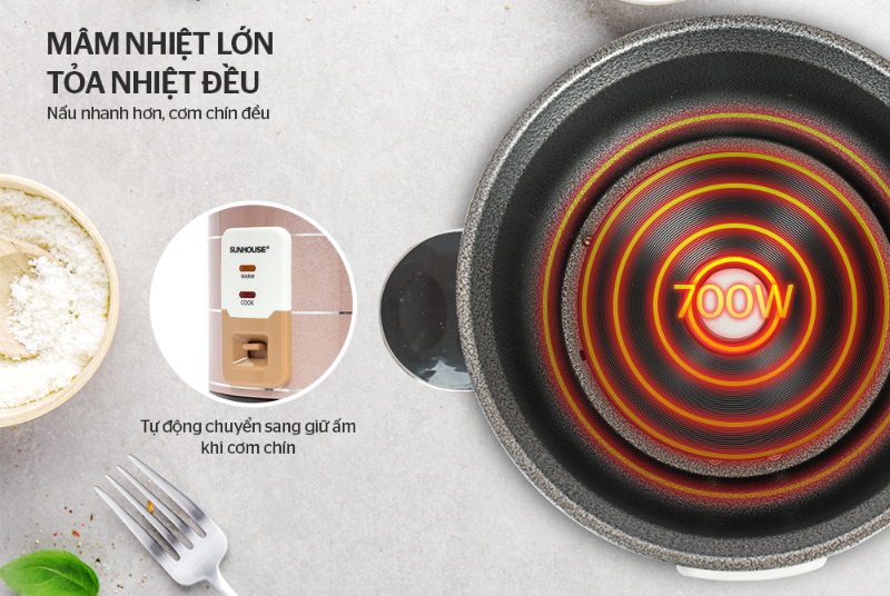 Nồi cơm điện nắp rời Sunhouse 1.8 lít SHD8125 (hình 7)