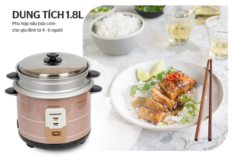 Nồi cơm điện nắp rời Sunhouse 1.8 lít SHD8125 (hình 4)
