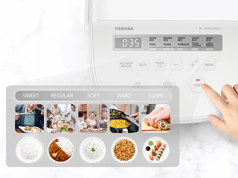 Nồi cơm điện tử Toshiba 1.8 lít RC-18DR5UVN(W) (hình 10)