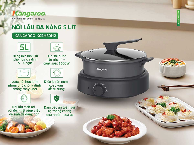 Nồi lẩu điện Kangaroo 5lít KGEH50N2 (hình 1)