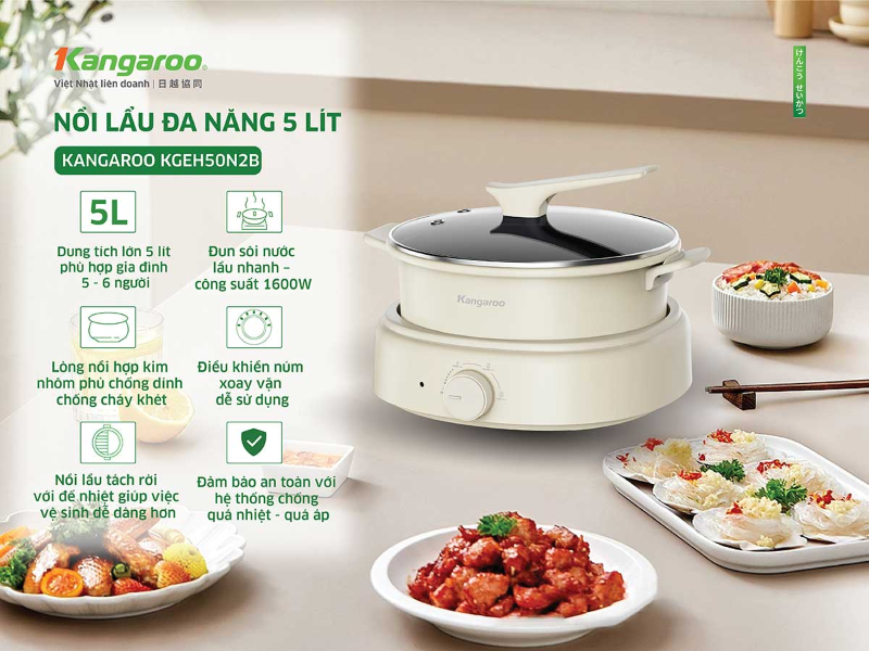 Nồi lẩu điện Kangaroo 5lít KGEH50N2B (hình 7)