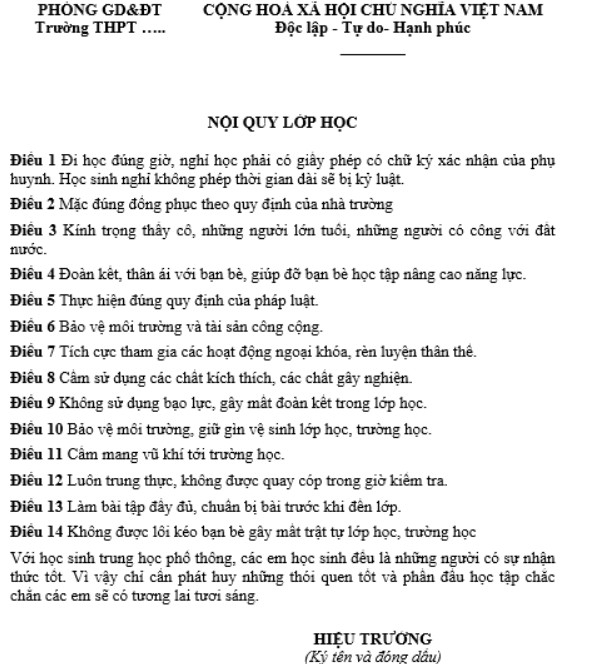 Nội quy lớp học 2