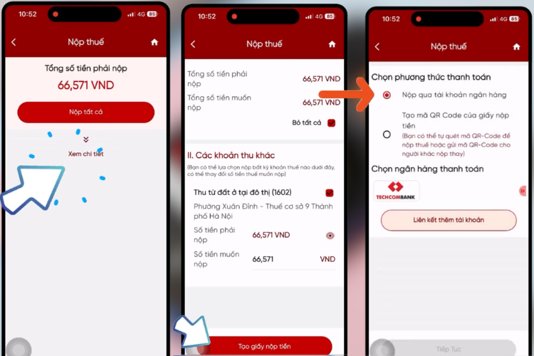 nộp thuế đất trên eTax Mobile 7