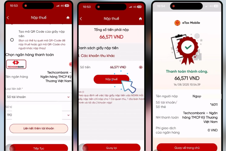 nộp thuế đất trên eTax Mobile 8