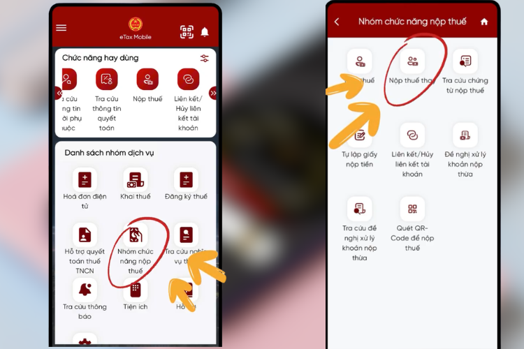 nộp thuế đất trên eTax Mobile 9