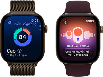 Apple Watch Series 12, vỏ nhôm, màu đồng đậm, biểu đồ điểm số giấc ngủ hình tròn, Digital Crown, Dây Quấn Milan, màu đồng đậm
