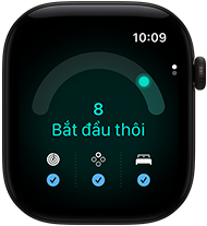 Apple Watch Series 12, vỏ nhôm, màu đen, điểm số sẵn sàng là 8, mặt ngoài bên phải, Digital Crown