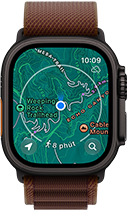 Apple Watch Ultra 4, vỏ titan, màu đen, kết nối qua vệ tinh, mặt ngoài bên phải, Digital Crown, nút sườn nhô lên, Dây Quấn Alpine, màu đỏ burgundy