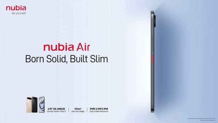 Nubia Air ra mắt: Siêu mỏng nhẹ, đạt chuẩn chống nước IP69K