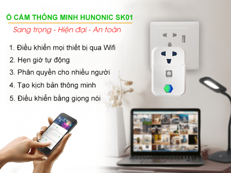 Ổ cắm thông minh Wifi Hunonic Smart Home- SK01 (hình 3)