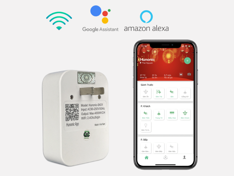 Ổ cắm thông minh Wifi Hunonic Smart Home- SK01 (hình 4)