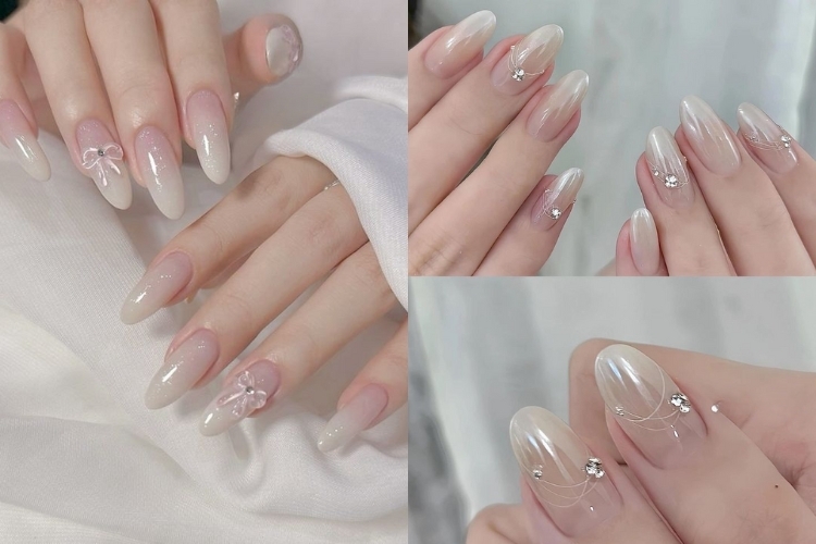 Nail ombre trắng