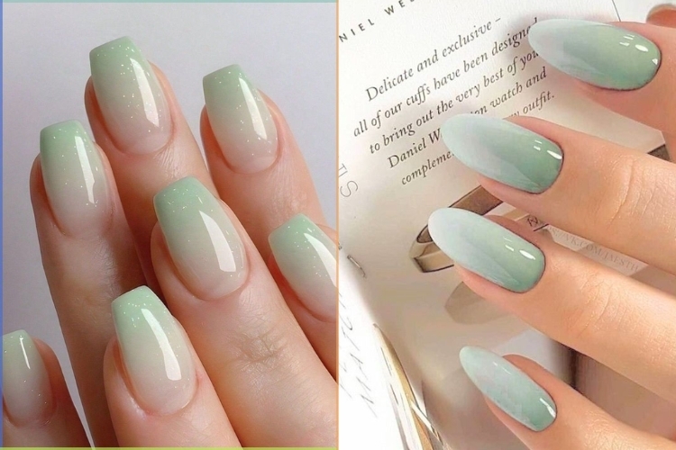 Nail ombre xanh ngọc