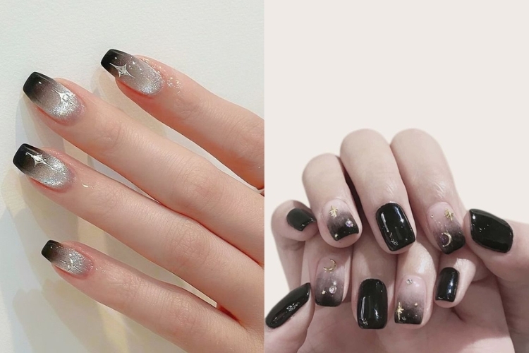 Nail ombre đen trắng