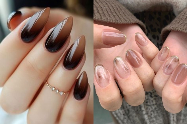 Nail ombre nâu