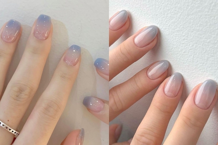Nail ombre xanh hồng