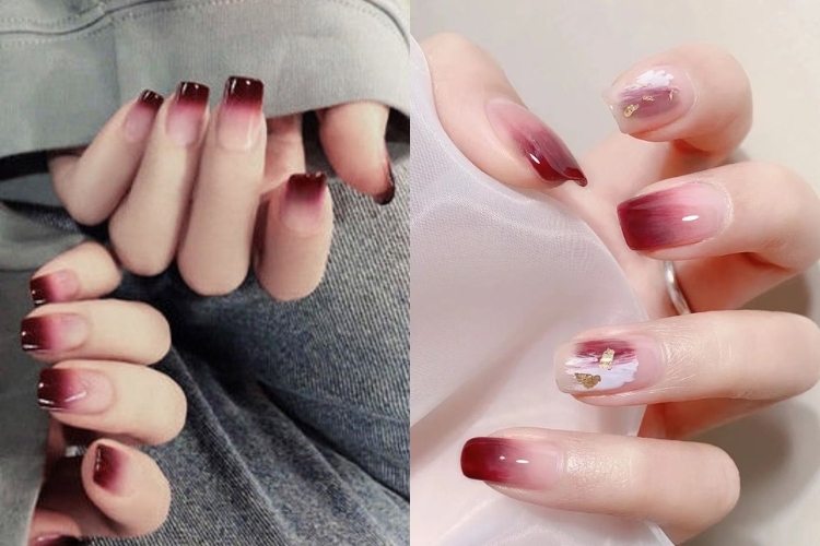 Nail ombre đỏ