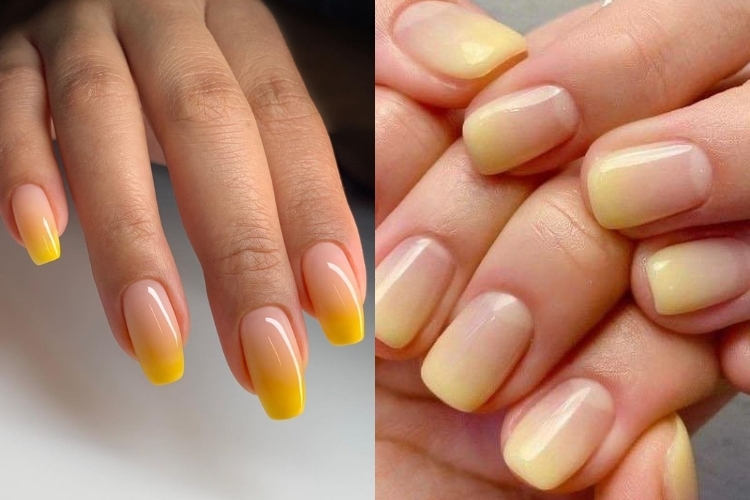 Nail ombre vàng