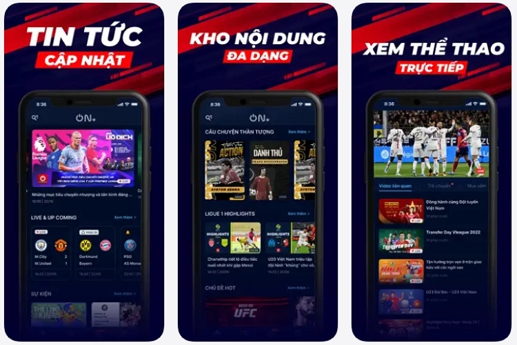 ứng dụng ON Plus Trực tiếp bóng đá 2