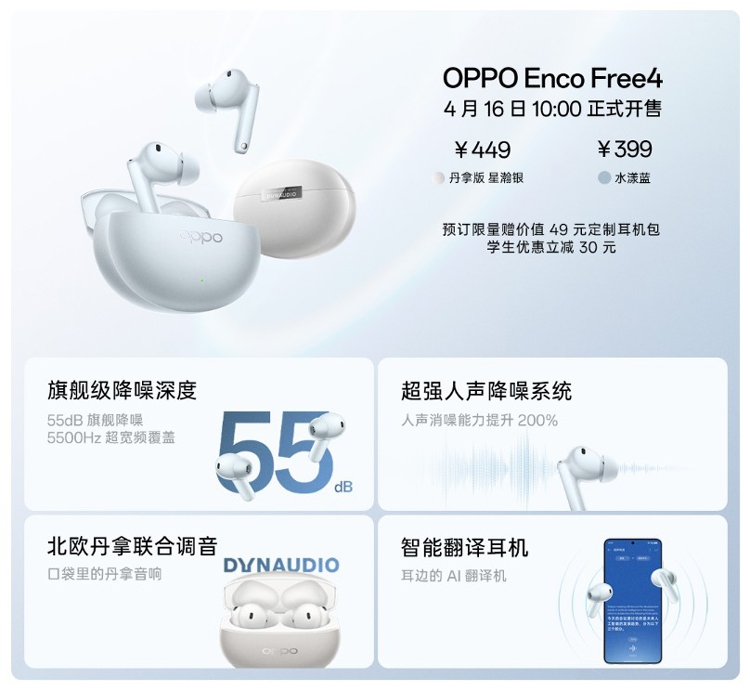 OPPO Enco Free 4 ra mắt: Âm thanh Hi-Res, chống ồn 55dB, dịch thuật AI, pin siêu lâu - hình 1