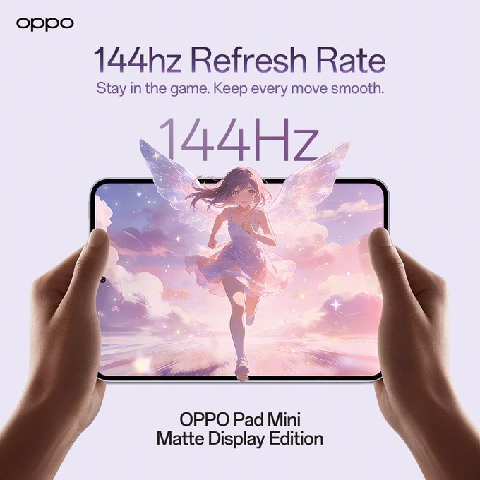 Màn hình 144 Hz trên OPPO Pad Mini Matte Display Edition giúp các chuyển động hiển thị mượt mà hơn.