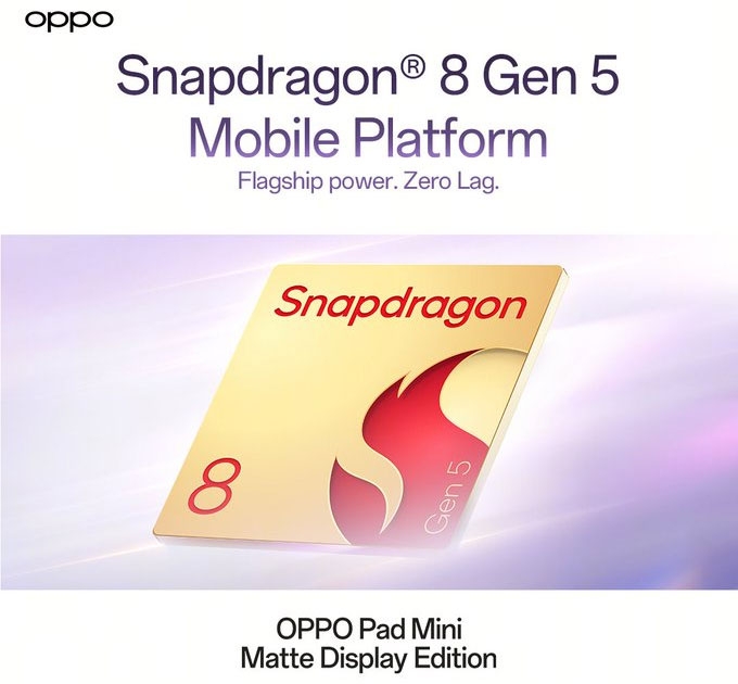 Chip Snapdragon 8 Gen 5 mang đến nền tảng xử lý mạnh mẽ cho OPPO Pad Mini Matte Display Edition.