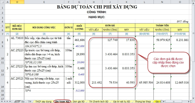Phần mềm dự toán công trình (hình 5)