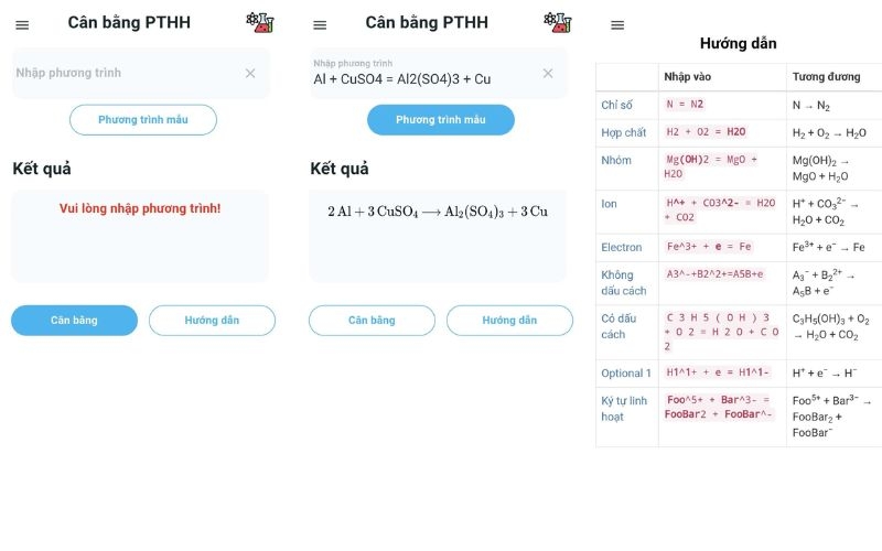 Phần mềm giải bài tập Hóa học 2026 - Cân Bằng Phương Trình Hóa Học