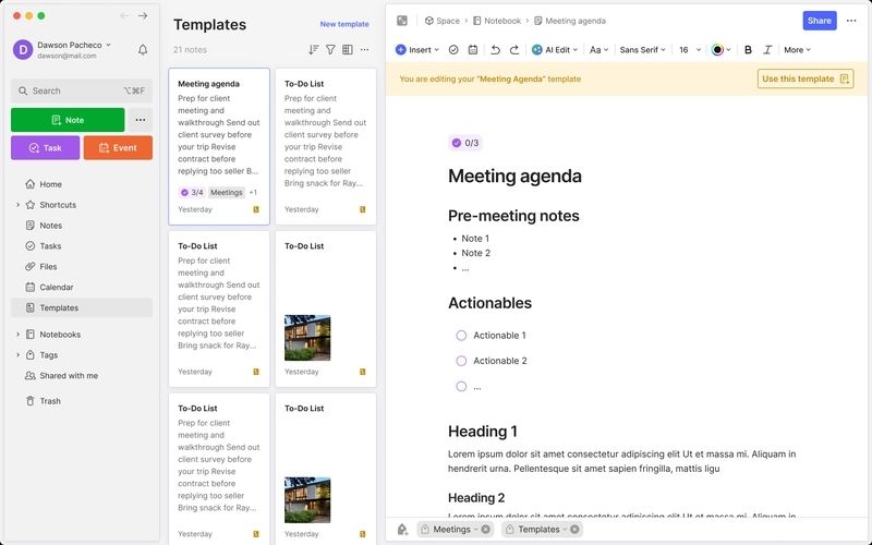 Phần mềm quản lý công việc hàng ngày tốt nhất 2026 - Evernote
