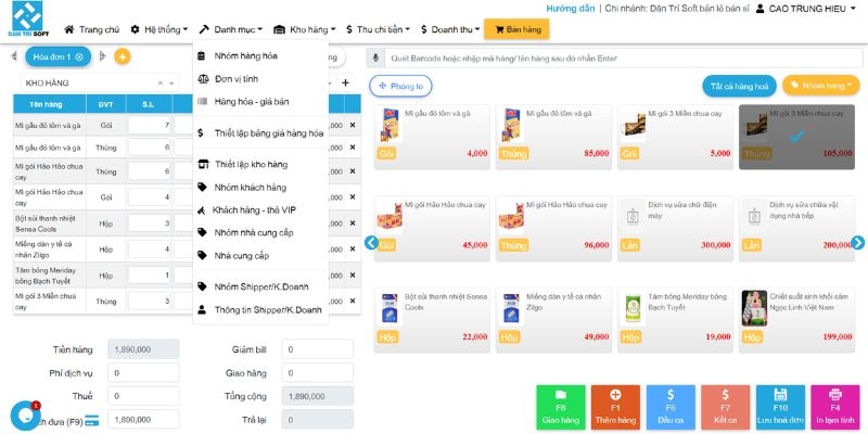 Phần mềm quản lý tạp hóa miễn phí - DanTriSoft