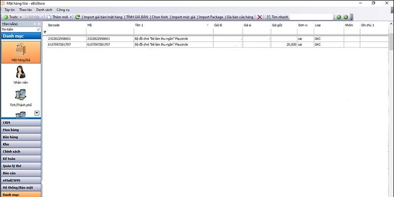 Phần mềm quản lý tạp hóa miễn phí - Ebiz