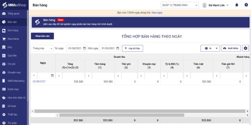 Phần mềm quản lý tạp hóa miễn phí - MISA eShop