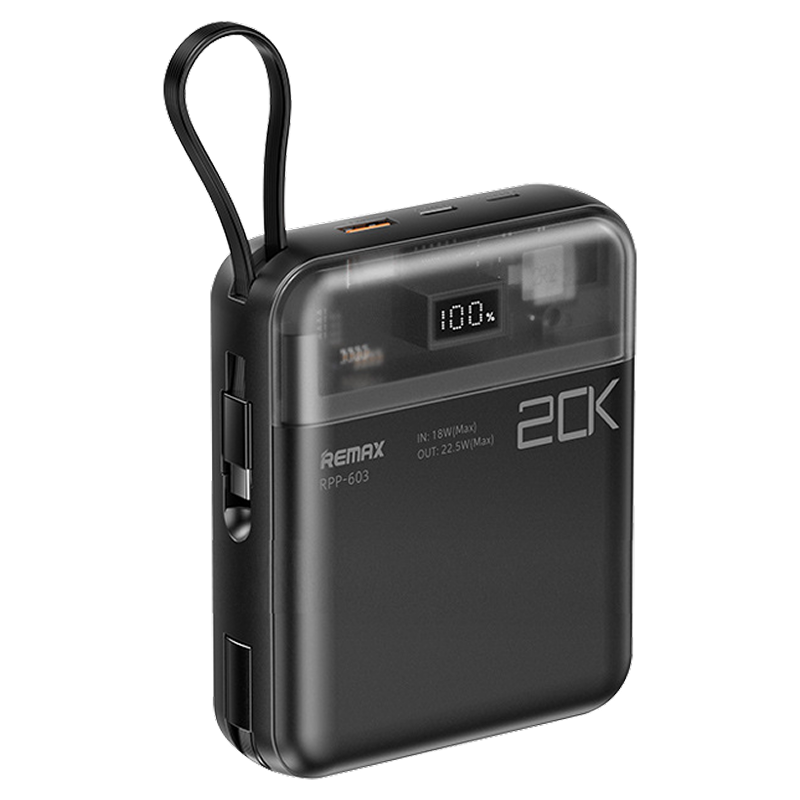 Pin Sạc Dự Phòng Remax RPP-603 20000mAh QC 3.0/PD 22.5W Tích Hợp Type C và Lightning