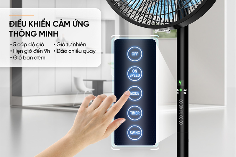 Quạt đứng Sunhouse 8 cánh SHD7346 60W (hình 3)