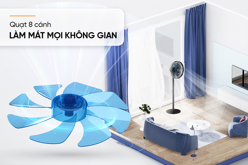 Quạt đứng Sunhouse 8 cánh SHD7346 60W (hình 7)