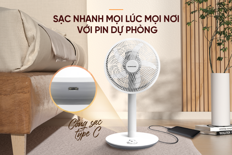Quạt sạc tích điện Sunhouse SHD7221 - hình 7