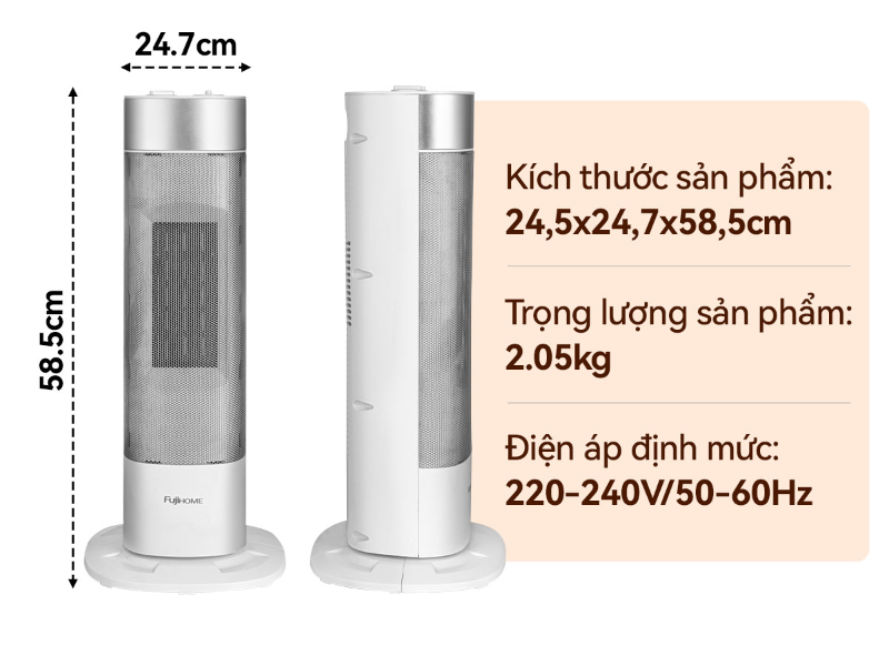 Quạt sưởi gốm Ceramic Fujihome FH3100M 2000W (hình 2)