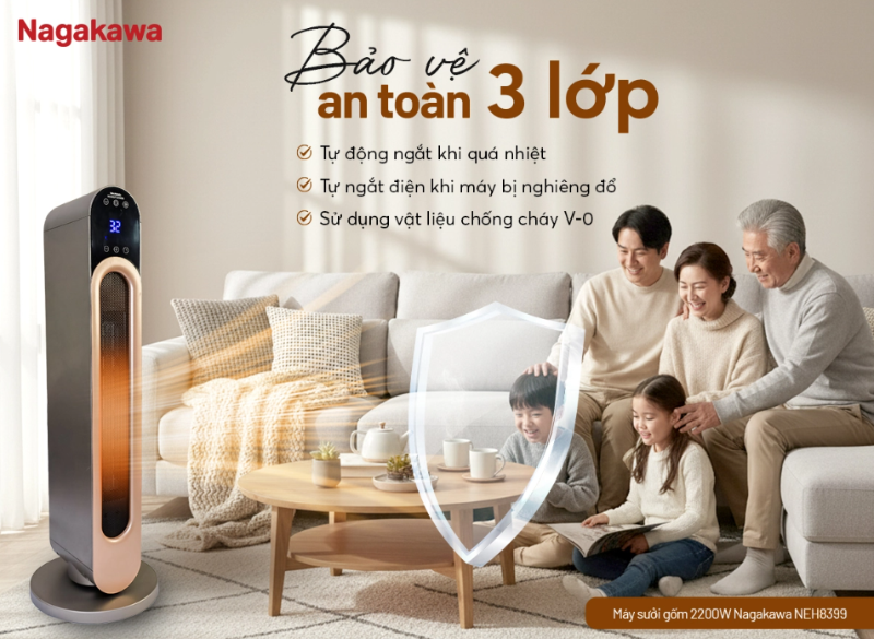 Quạt sưởi gốm Nagakawa NEH8399 2000W - hình 6