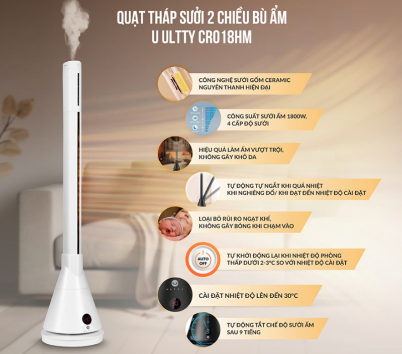 Quạt sưởi gốm U-ULTTY SKJ-CR018HM 1800W - hình 4