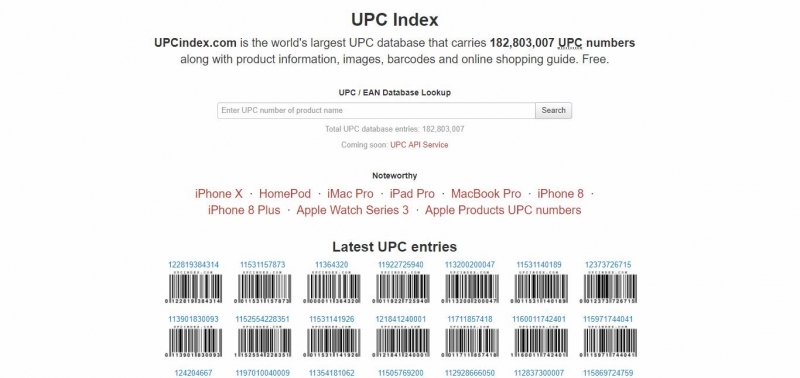 upc index
